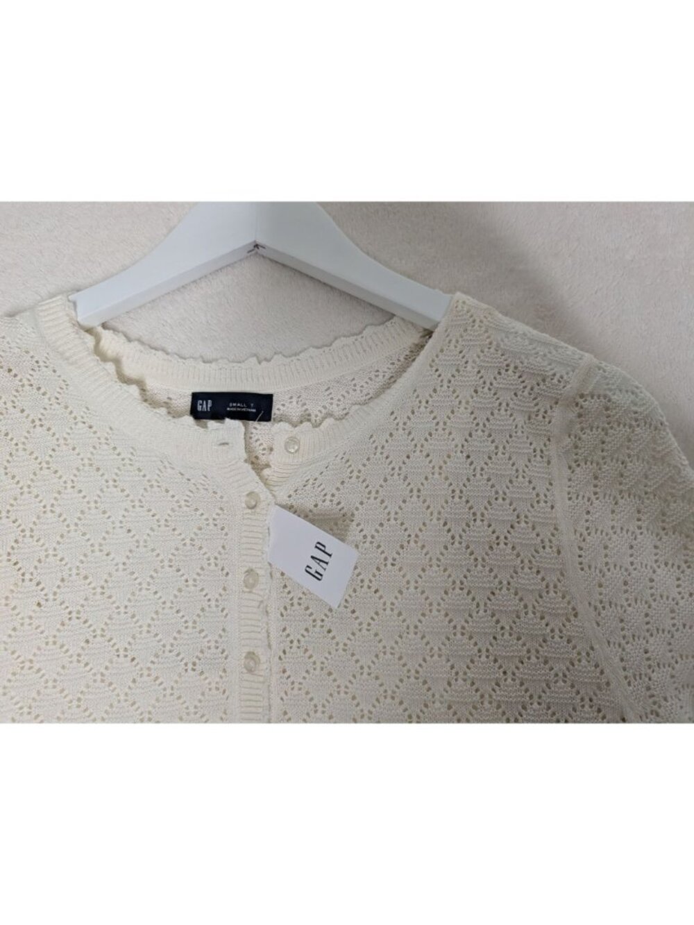 Gap Ivory Frost Pointelle Crochet Linen-Blend Mini Dress S Tall New - Picture 6 of 16